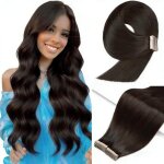 Extensions de cheveux humains - zgeer - lot de 20 - 35 cm - 40 g - noir naturel - bandes adh�sives - ...