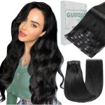Extension cheveux naturels � clip - zgeer - 35 cm - noir - 7 pi�ces - 80 g - 100% cheveux humains - facile ...