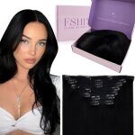 Extension cheveux naturel � clip - zgeer - 40 cm - noir jais - 120 g - 7 pi�ces - lisse raides - invisibles ...