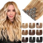 Extension cheveux naturel clip - zgeer - 7 pi�ces - brun clair et blond dor� - 35 cm - 80g - invisible ...