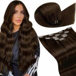 Extension cheveux naturel � clip - zgeer - brun invisible - vrai cheveux humain - marron fonc� - 5 pi�ces ...
