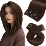 Extension cheveux naturel clip - zgeer - marron chocolat - 30 cm - 5 pi�ces - 80 g - cheveux humains ...