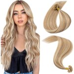 Extensions cheveux naturels k�ratine - zgeer - 25 pi�ces - 40 cm - brun dor� & blond - lisse - u tip ...