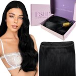 Extensions de cheveux naturels - la rurale - 40 cm - noir jais - cheveu humain - lisse - hypoallerg�nique ...