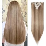 Extensions cheveux naturel - sightmark - ensemble de 8 pi�ces - 18 clips - 66 cm - m�lange blond clair ...