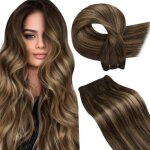 Extension de cheveux naturels - zgeer - balayage marron - ombre brun blonde - 30 cm - 80 g - double trame ...