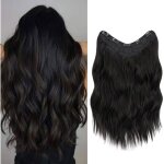 Extension cheveux ondul�s - zgeer - 45 cm - noir - 5 clips - forme en u - synth�tique - l�ger - facile ...