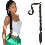 Extensions de cheveux en queue de cheval tress�e - estampille - 80 cm - noir - cheveux synth�tiques - ...