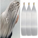 Extensions de cheveux raides synth�tiques - estampille - 24 pouces - 3 paquets - gris - douces et lisses ...