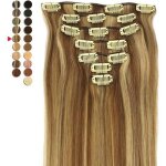 Extensions cheveux rajout  clip mixte chtain caramel blond 20 7 pices