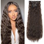 Extensions de cheveux synth�tiques ondul�s � clipser - sightmark - lot de 6 - 61 cm - marron chocolat ...