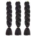 Extensions de cheveux synth�tiques � tresser - estampille - lot de 3 - 71 cm - noir naturel