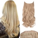 Extension de cheveux synth�tique - zgeer - 50 cm - boucl�es - blond fonc� naturel - fil transparent r�glable ...