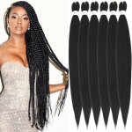 Extensions de cheveux tress�s pr� - tir�s - sightmark - 30 pouces - noir naturel - lot de 6 - kanekalon ...