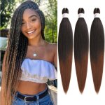 Extensions de cheveux � tresser pr� - �tir�es - estampille - lot de 3 paquets - 51 cm - texture yaki ...