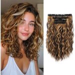 Extensions � clip boucl�es - zgeer - 4 pi�ces - 35 cm - marron clair - synth�tique - r�sistant � la chaleur ...