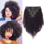 Extension � clip cheveux afro cr�pus - zgeer - 8 pi�ces - 18 clips - double trames - naturel - noir - ...