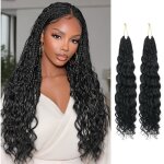 Extensions crochet boucl�es - sightmark - ocean wave - 45 cm - pack de 2 - noir naturel - fibres synth�tiques ...