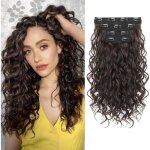 Extensions ondul�es � clipser - zgeer - 4 pi�ces - 40 cm - noir brun - cheveux humains - boucl�s - naturelles ...