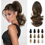 Extension de queue de cheval boucl�e - zgeer - 33 cm - marron fonc� / auburn dor� - synth�tique - r�sistant ...