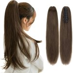 Extension queue de cheval en cheveux naturels - zgeer - 35 cm - 105 g - vert brun fonc� - cheveux raides ...