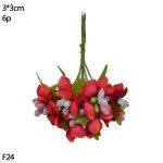 F24 - 6pcs rouge - bouquet de fleurs et de baies de cerisier mlange bon march rouge et or pour gteau ...