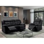 Fabares - canap� 3 places + fauteuil relax manuel gris