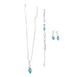 Fafeicy collier bleu pendentif boucles doreilles bracelet ensemble de bijoux 3 pi�ces collier bleu pendentif ...