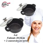 Faitout - espace cuisine professionnel - 20cm et 24cm - 100% antiadh�sif - pierre granit� c�ramique