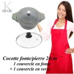 Faitout 24cm - klaus - fonte / pierre - 100% antiadhsif - compatible tous feux - durable