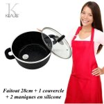 Faitout 28cm - klaus - 5 litres - 100% antiadhsif - pierre cramique triple paisseur - compatible induction ...
