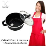 Faitout 32cm - klaus - 7 litres - 100% antiadhsif - pierre cramique - compatible induction
