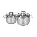 Lot de 2 faitouts 20 et 24 cm en acier inoxydable sans pfas elo brillant Lot de 2 faitouts 20 et 24 cm en acier inoxydable sans pfas elo brillant
