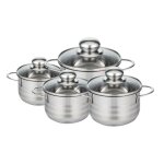 Lot de 4 faitouts 14 16 20 et 24 cm en acier inoxydable sans pfas elo brillant Lot de 4 faitouts 14 16 20 et 24 cm en acier inoxydable sans pfas elo brillant