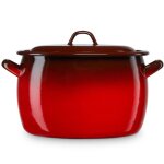 Faitout � induction 36cm marmite 30l avec couvercle acier �maill� tous feux briebe ignea rouge