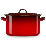 Faitout � induction 26cm marmite 84l avec couvercle acier �maill� tous feux briebe ignea rouge