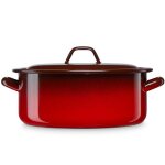 Faitout � induction 32cm marmite 10 l avec couvercle acier �maill� tous feux briebe ignea rouge 03622 ...