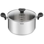 Faitout inox + couv en verre 24cm primary e3084604 tefal