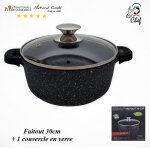 Faitout - klaus - 30cm - effet pierre antiadhsif - sans pfoa - 2 maniques amovibles en silicone
