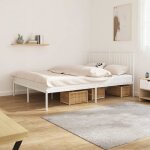 Famirosa cadre de lit mtal avec tte de lit blanc 140x190 cm - 931