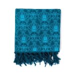 Fantazia - cheche - foulard coton nepal - foulard etole cheche blue ethnic vintage flowers tu bleu