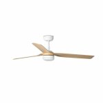 Ventilateur de plafond - faro - punt - 3 pales en bois - led blanc - moteur  courant continu