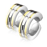 Fausse paire de boucles doreilles en acier pour homme et femme avec bandes colores - jaune