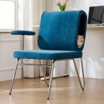 Fauteuil 77 x 70 x 89 cm bureau niche animal ergonomique pieds acier tissu bleu