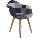 Lot de 2 fauteuils - home deco factory - patchwork - confortables - bleu et gris