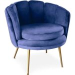 Menzzo fauteuil arrondi brenda velours bleu