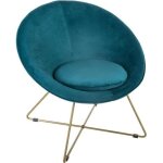 Fauteuil evan velours bleu canard - atmosphera cr�ateur dint�rieur