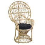 Fauteuil - aubry gaspard - emmanuelle - rotin naturel - tissu 100% coton - 1 place