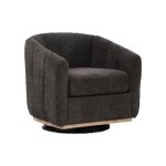 Fauteuil baril gris en tissu chenille - rotation 360� pieds m�talliques d�coration de franges id�al pour ...