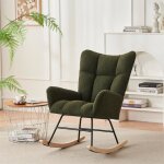 Fauteuil à bascule - dreammespace - rocking chair - velours teddy - dossier haut - accoudoirs Fauteuil à bascule - dreammespace - rocking chair - velours teddy - dossier haut - accoudoirs